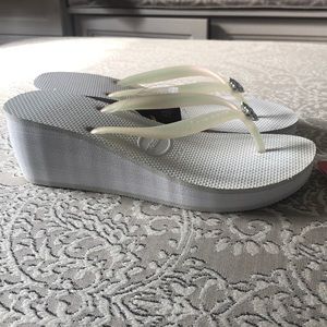 New havaianas white high crystal poem flip flop 37